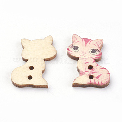 Boutons en bois imprimé avec 2 trou&nbsp;WOOD-S037-030