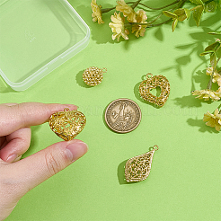 8 шт. 4 стиля полых латунных подвесок&nbsp;FIND-PH0027-30