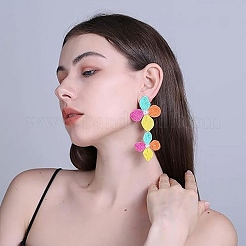 Серьги-гвоздики с цветочной латунной фурнитурой из рафии FS-WGC6732-01