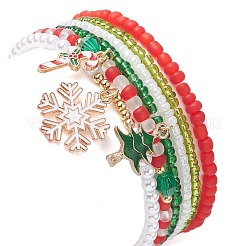 6шт 6 стильных браслета из стеклянных бусин&nbsp;BJEW-JB09394