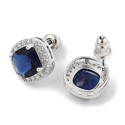 Квадратные серьги-гвоздики с кубическим цирконием из латуни для женщин&nbsp;EJEW-I304-21P-09