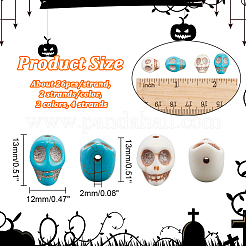 4 нити 2-х цветных синтетических бирюзовых бусин TURQ-NB0001-16