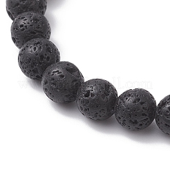 Эластичные браслеты из бусин из натуральной лавы и смешанных драгоценных камней BJEW-JB12869