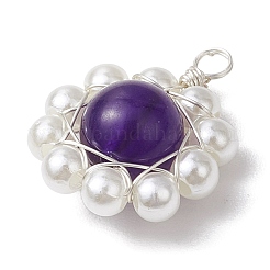 Pendentifs en jade malaisien naturel teinté enveloppés de fil de cuivre&nbsp;PALLOY-JF02925