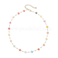 Разноцветные ожерелья из цепочек с кошачьим глазом и пластиковым жемчугом NJEW-JN05453