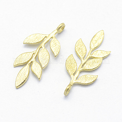 真鍮チャーム  鉛フリー＆カドミウムフリー＆ニッケルフリー  葉  生（メッキなし）  24x10x1mm  穴：1.5mm&nbsp;LS-KK-F721-077C-RS