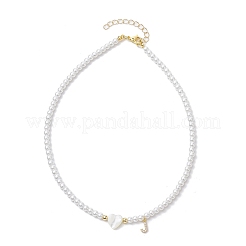 Ожерелья с подвесками из латуни микро-паве класса AAA с кубическим цирконием и буквами&nbsp;NJEW-JN04771-10