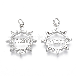 Латунные микропаве прозрачные подвески с фианитом&nbsp;KK-S356-029P-NF