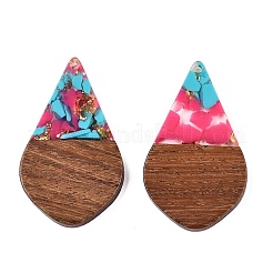 Colgantes de resina transparente y madera de nogal&nbsp;RESI-T057-06K