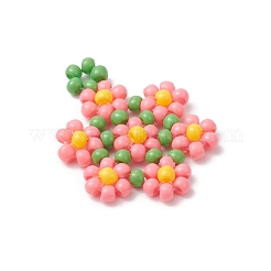 シードビーズ ビーズチャーム  花のペンダント  パールピンク  23x18x3mm  穴：1.5mm&nbsp;PALLOY-MZ00417-05