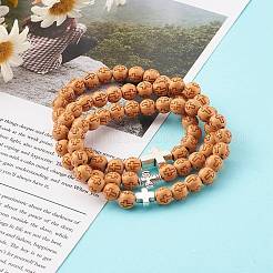 3 pièces 3 styles imitation bois acrylique bracelets de perles extensibles&nbsp;BJEW-JB06235