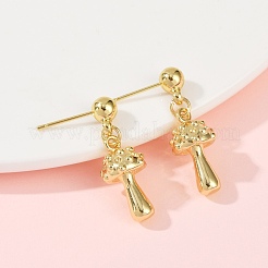 Серьги-гвоздики из латуни в форме гриба&nbsp;EJEW-F895-12G