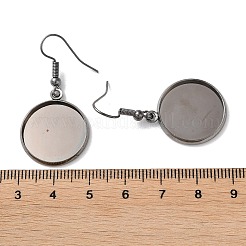 ラックメッキアイアンピアスフック  空白の丸いトレイ付き  フラットラウンド  ガンメタ色  41mm  ピン：0.7mm&nbsp;EJEW-D091-01E-B