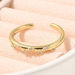 Manschettenfingerringe aus Messing mit Mikropflaster und Zirkonia für Damen&nbsp;RJEW-C115-01G-01
