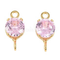 Латунные подвески-коннекторы с плоскими круглыми фианитами&nbsp;KK-P347-01G-02