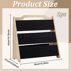 3-stufiger Halsketten-Organizer-Turmständer aus Kiefernholz mit schwarzer Samtmatte&nbsp;ODIS-WH0609-009