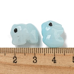 手作りの透明ガラスビーズ  手描きのビーズ  エナメル  象  ライトブルー  11x9.5x14.5mm  穴：1.2~1.4mm&nbsp;GLAA-N0028-01D