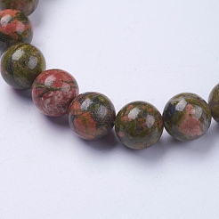 Natürliche unakite wulstige Ausdehnungs-Armbänder&nbsp;BJEW-I253-10mm-04