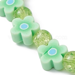Braccialetti elasticizzati in argilla polimerica con fiori fatti a mano&nbsp;BJEW-JB09825-05