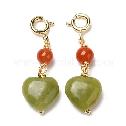 Украшения с подвесками в форме сердца из натурального агата&nbsp;AJEW-P108-11G