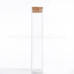 ミニ高ホウケイ酸ガラス ボトル ビーズ容器  ウィッシングボトル  コルク栓付き  コラム  透明  15x3cm  容量：80ml（2.71fl.oz）