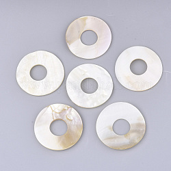 Perles de coquille d'eau douce, Perles avec un grand trou   , donut, couleur de coquillage, 40~41x2.5~4mm, Trou: 15mm