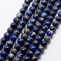Natural Lapis Lazuli Beads Strands, Round, 12mm, Hole: 1.2mm, about 33pcs/strand, 15.5 inch(39cm)