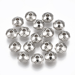 CCB perles en plastique, facette, rondelle, platine, 6x4mm, Trou: 1.5mm, environ 5767 pcs/443 g