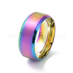 201 anello a fascia semplice in acciaio inossidabile da donna, colore arcobaleno, diametro interno: 17mm