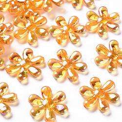 Transparente Acryl Perlen, AB Farbe, Blume, orange, 25x4.5 mm, Bohrung: 1.6 mm, ca. 375 Stk. / 500 g