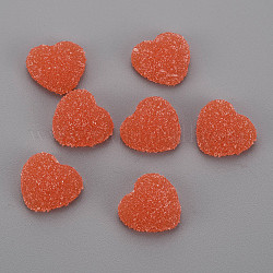Cabochons transparents en résine époxy, cœur, rouge-orange, 16x17x6mm