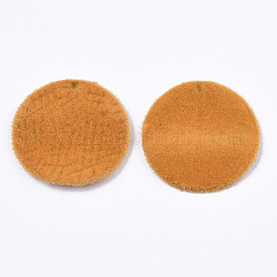 Кулоны из сплава, плоско-круглые, оранжевые, 30x2.5 мм, отверстие : 1.8 мм