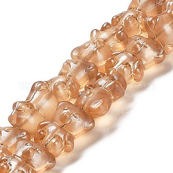 Electroplate Glass Beads Strands, Frosted, Bear, Sandy Brown, 16x12x9mm, Hole: 1.2mm, about 45pcs/strand, 25.98''(66cm)
