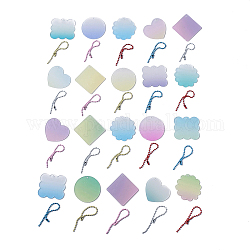 20Pcs 10 Style Acrylic Blank Pendants, with 20Pcs Alloy Ball Chains, Flat Round & Heart & Square & Rhombus, For Keychain Scrabook Ornament Making, Mixed Color, 46~60.5x45~60.5x2mm, Hole: 3mm, 1Pc/style