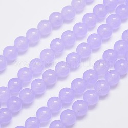 Natürliche und gefärbte Perle Malaysia Jade Stränge, Runde, Flieder, 8 mm, Bohrung: 1.0 mm, ca. 48 Stk. / Strang, 15 Zoll