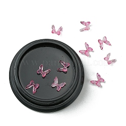 Resin Cabochons, Nail Art Decoration Accessories, with Plastic Bead Storage Containers, 3D Butterfly, Pink, 6.5x6~7x2~3mm