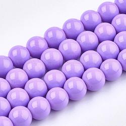 Painted Glass Bead Strands, Baking Paint, Round, Violet, 12mm, Hole: 1.3~1.6mm, about 66pcs/strand, 31.4 inch