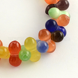Cat Eye Glass Bead Strands, Bone, Mixed Color, 15~16x8mm, Hole: 1mm, about 50pcs/strand, 11 inch