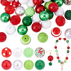 PandaHall Elite 1 Set Mixed Style Acrylic and Resin Beads, Round, Red, 17.5~20x18~20mm, Hole: 2.5~3.5mm, 50pcs/set
