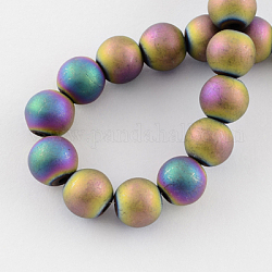 Chapelets de perles en hématite synthétique sans magnétiques, mat, Grade a, perles rondes pour la fabrication de bracelets, multi-couleur plaquée, 4mm, Trou: 1mm, 100 pcs / chapelet