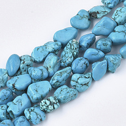 Kunsttürkisfarbenen Perlen Stränge, getrommelt Stein, Nuggets, 6~15x3~11x3~8 mm, Bohrung: 0.8 mm, ca. 40~47 Stk. / Strang, 15.3 Zoll