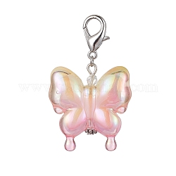 Acrylic Butterfly Pendant Decorations, with Zinc Alloy Lobster Claw Clasps, Champagne Yellow, 58mm