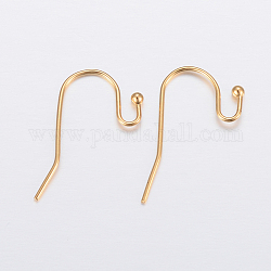 Ion Plating(IP) 304 Stainless Steel Earring Hooks, Golden, 21x12x2mm, Pin: 0.7mm