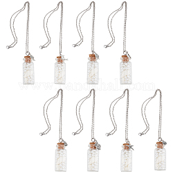 8Pcs 8 Style Glass Sea Wish Bottle with Natural Trumpet Shell Pendant Necklaces Set, Tortoise & Fish & Starfish Alloy Necklaces for Women, Antique Silver, 18.43 inch(46.8cm), 1Pc/style