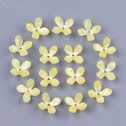 Бусинки из ацетата целлюлозы (смолы), 4-лепесток, цветок, желтые, 13x13x3 мм, отверстие : 1 мм