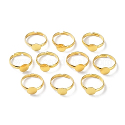 Componentes ajustables de anillo de latón, configuración de anillo de almohadilla plana, redonda y lisa, dorado, diámetro interior: 17.4 mm, Bandeja: 8 mm
