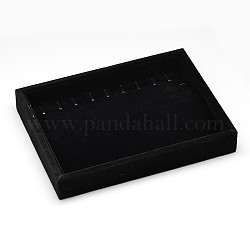 Pulsera display joyas cuboides madera, cubiertos con terciopelo, negro, 20x15x3.1 cm