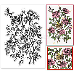 PH PandaHall Rose Clear Stamp, Flower PVC Plastic Transparent Rubber Stamp, Clear Craft Stamp Greeting Card Stamp Seal Stamps for DIY Scrapbooking, Album Decoration, Photo Cards, Craft Making