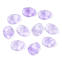 Transparent Spray Painted Glass Pendants, Frosted, Petal, Lilac, 15x20x4mm, Hole: 1.4mm