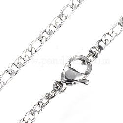 Collares de cadena de 304 acero inoxidable Figaro, con broches de langosta, color acero inoxidable, 17.7 pulgada (45 cm), 2mm